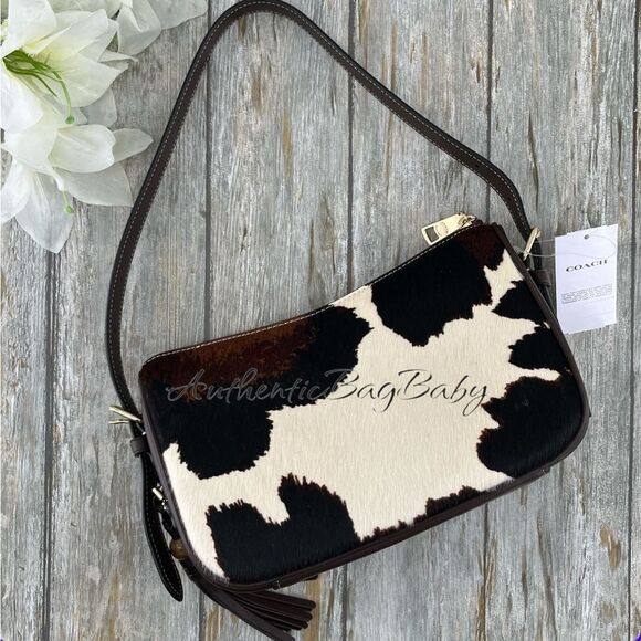 Authentic Coach Kailey Shoulder Bag With Cow Print And Tassel Purse - Picture 5 of 15